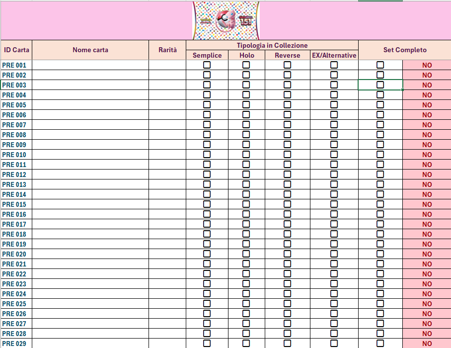 Excel Mancolista Carte Pokémon TCG – Gestisci la tua Collezione in modo Facile e Veloce (Scaricabile Subito)