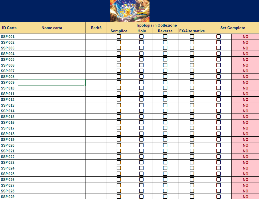 Excel Mancolista Carte Pokémon TCG – Gestisci la tua Collezione in modo Facile e Veloce (Scaricabile Subito)