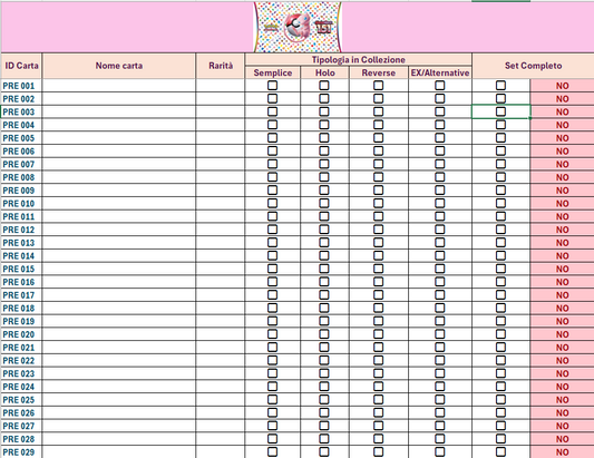 Excel Mancolista Carte Pokémon TCG – Gestisci la tua Collezione in modo Facile e Veloce (Scaricabile Subito)