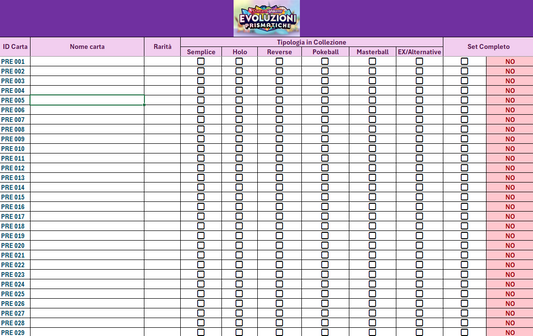 Excel Mancolista Carte Pokémon TCG – Gestisci la tua Collezione in modo Facile e Veloce (Scaricabile Subito)